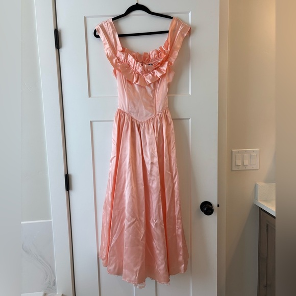 Gunne Sax Dresses & Skirts - Vintage 80's Satin Pink Prom Dress Jessica McClintock GUNNE SAX Ruffle Lace Sz 3